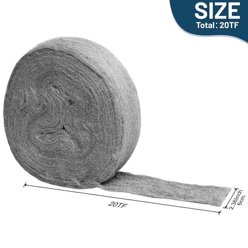 Eunice Steel Wool Fill Fabric Roll DIY Kit, 20FT Steel Wool 0000 Coarse Wire Mesh Roll for Mice Control, Gap Blocker, Barrier, Vents for Garden, House, Garage, Siding - Image 2